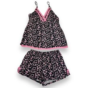 Rene Rofe Women’s Camisole and Shorts Sleep Set Black Floral Size Large